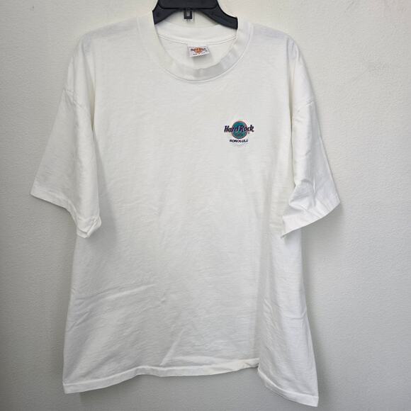 VTG Hard Rock Cafe Honolulu Hawaii‎ Shirt XL White USA Single Stitch Embroidered - Picture 1 of 15